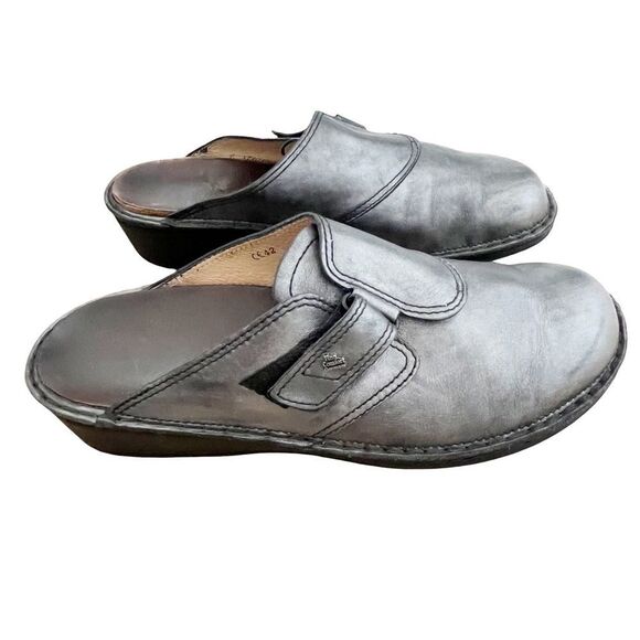 Finn Comfort Metallic Silver Orb Nappa Leather Mule Slide Shoe - Picture 6 of 13